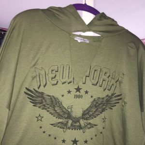 Charlotte Russe Tops - Destroyed Crop Army Green Hoodie Charlotte Russe Tops - Destroyed Crop Army Green Hoodie